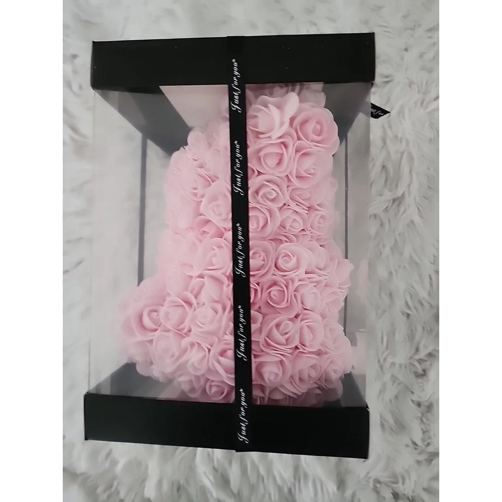 Pink Rose Teddy Bear Women Gifts For Valentines Day Birthday Anniversary‎ W/ Box